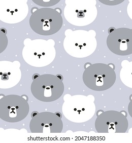 Seamless pattern with cute cartoon ice bear for fabric print, textile, gift wrapping paper. colorful vector for textile, flat style