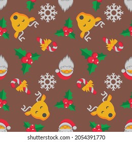 Seamless pattern cute cartoon icon character of reindeer related to Christmas