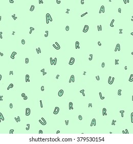 Seamless pattern with cute cartoon letters. Can be used for wallpaper, pattern fills, greeting cards, webpage backgrounds, wrapping paper or fabric. Vector illustration. EPS 10.