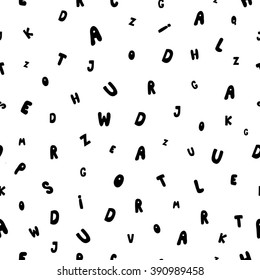 Seamless pattern with cute cartoon letters. Can be used for wallpaper, pattern fills, greeting cards, webpage backgrounds, wrapping paper or fabric. Vector illustration. EPS 10.
