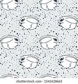 Seamless pattern with cute cartoon little rabbits. Vector endless ornament.