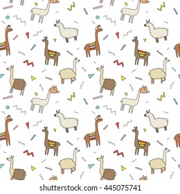 Seamless pattern with cute cartoon llamas 4