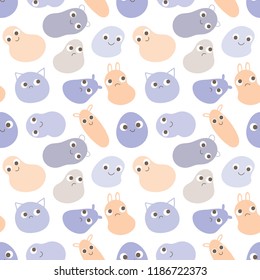 Seamless Pattern of Cute Cartoon Monster Design on White Background