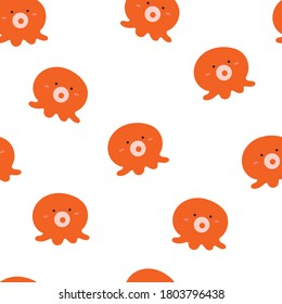 Nahtlose Muster süße Cartoon Tintenfisch. für Stoffdruck, Hintergrund, Textilien, Geschenkpapier