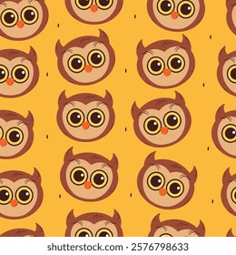 seamless pattern cute cartoon owl. cute animal drawing for wallpaper, pattern, background