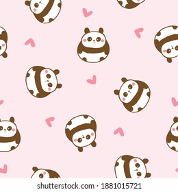 Seamless Pattern with Cute Cartoon Panda Design on Light Pink Background