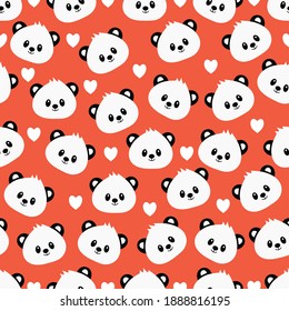 Patrón sin foco con panda de dibujos bonitos. Ilustración vectorial.	