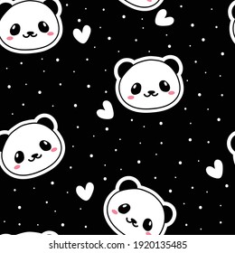 Seamless pattern with cute cartoon panda for fabric print, textile, gift wrapping paper. colorful vector for kids, flat style