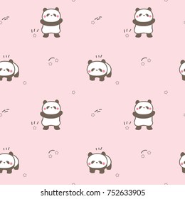Seamless Pattern of Cute Cartoon Panda Design on Pink Background