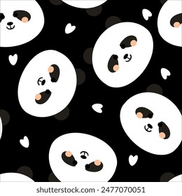 Seamless pattern with cute cartoon pandas for fabric prints, textiles, gift wrapping paper. children's colorful vector, flat style
