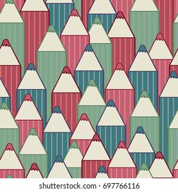 Seamless pattern with cute cartoon pencils. Vector illustration. Good for pattern fills, surface design, textile, fabric, wrapping paper and covers