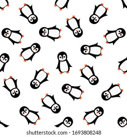 Patrón sin inconvenientes con el pingüino tierno. Ilustración vectorial.