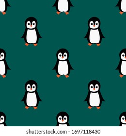 Nahtloses Muster mit süßem Cartoon-Pinguin. Vektorillustration.