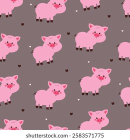 seamless pattern cute cartoon pig. cute animal drawing for wallpaper, pattern, background