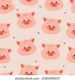 seamless pattern cute cartoon pig. cute animal drawing for wallpaper, pattern, background