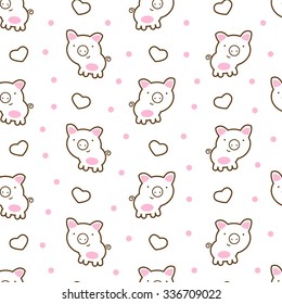 Seamless pattern with cute cartoon pig. Baby pattern. 