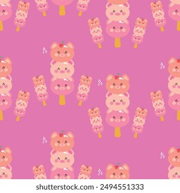 Seamless pattern with cute cartoon pigs, for fabric prints, textiles, gift wrapping paper. children's colorful vector, flat style