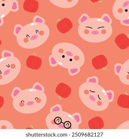 Patrón inconsútil con los cerdos rosados lindos de la historieta, para las impresiones de la tela, los textiles, el papel de envoltura del regalo
