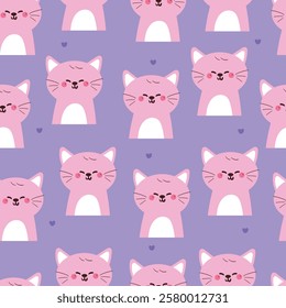 seamless pattern cute cartoon pink cat. cute animal pattern for wallpaper, background and gift wrap paper