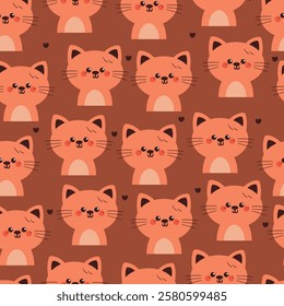 seamless pattern cute cartoon pink cat. cute animal pattern for wallpaper, background and gift wrap paper