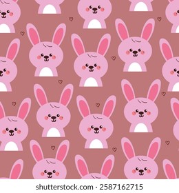 seamless pattern cute cartoon pink bunny. animal drawing for wallpaper, pattern, background