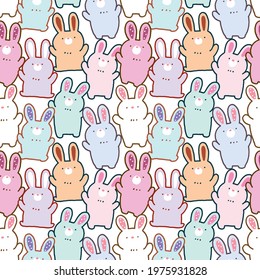Seamless Pattern of Cute Cartoon Rabbit Illustration Design