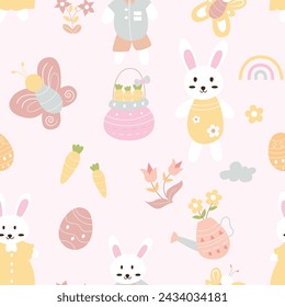 Seamless pattern of cute cartoon rabbit illustration