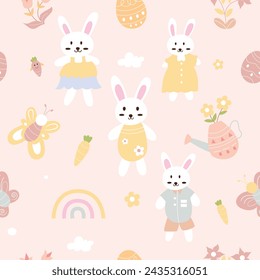 Nahtloses Muster der niedlichen Cartoon Kaninchen Illustration