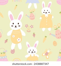 Seamless pattern of cute cartoon rabbit illustration