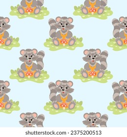 Nahtlose Muster, süße Cartoon-Marmelade mit Fliegenagar. Kinderdruck, Hintergrund, Textilien. Vektorgrafik