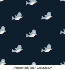 Seamless Pattern Cute cartoon set character, vector illustration of a sea animal.