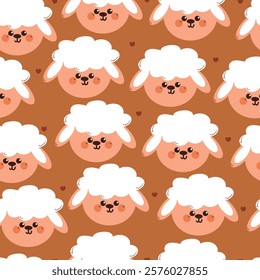 seamless pattern cute cartoon sheep. cute animal drawing for wallpaper, pattern, background