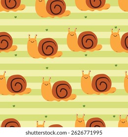 seamless pattern cute cartoon snails. cute animal drawing for wallpaper and background