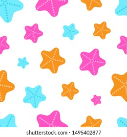 Seamless Pattern of Cute Cartoon starfish Design on white Background. starfish Pattern Vector. Illustration Art