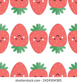 Patrón sin costura con fresas de dibujos animados lindos, para la impresión de la tela, textil, papel de regalo de embalaje. vector colorido para los niños, estilo plano