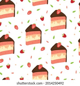 Seamless pattern with cute cartoon sweets and dessert for fabric print, textile, gift wrapping paper. colorful vector for textile, flat style