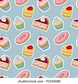 Seamless pattern with cute cartoon sweets