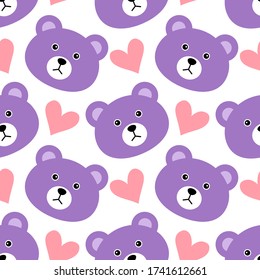Patrón sin foco con tiburón lindo de caricatura osos de peluche ilustración vectorial