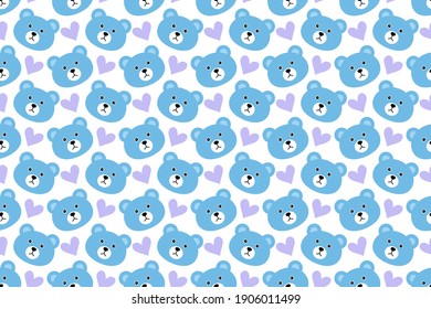 Patrón sin foco con tiburón lindo de caricatura osos de peluche ilustración vectorial
