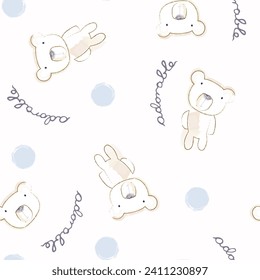 Seamless pattern with cute cartoon Teddy bears. Vector background for kids design. baby print.