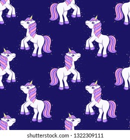Seamless pattern with cute Cartoon Unicorn. Vector illustration