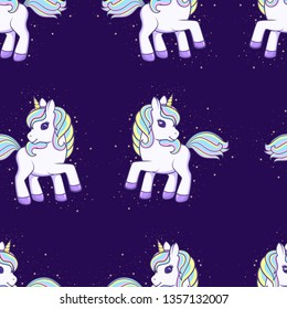 Seamless pattern with cute Cartoon Unicorn. Vector illustration

