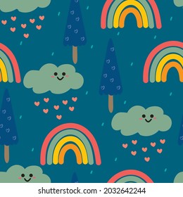 Seamless pattern with cute cartoon weather for fabric print, textile, gift wrapping paper. colorful vector for textile, flat style