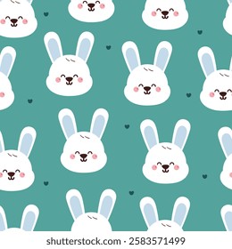 seamless pattern cute cartoon white bunny. cute animal drawing for wallpaper, pattern, background