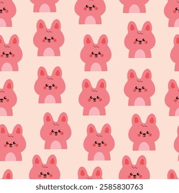 seamless pattern cute cartoon white bunny. cute animal drawing for wallpaper, pattern, background