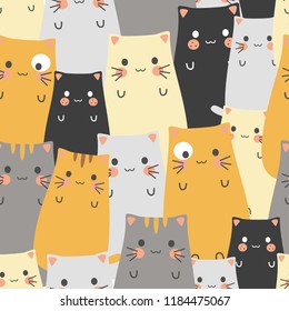 seamless pattern cute cat cartoons