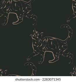 Seamless pattern of cute cat design as fun cartoon.