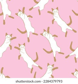 Seamless pattern of cute cat design as fun cartoon.