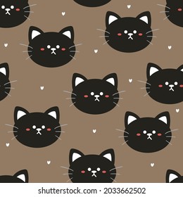 Seamless pattern with cute cat for fabric print, textile, gift wrapping paper. colorful vector for textile, flat style