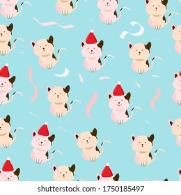 seamless pattern with cute cat illustrations. Good for wallpapers, gift wrapping, covers